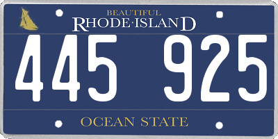 RI license plate 445925