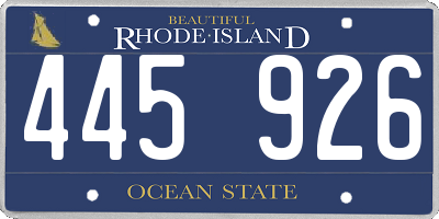 RI license plate 445926