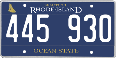 RI license plate 445930