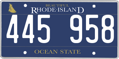 RI license plate 445958