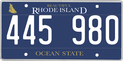 RI license plate 445980