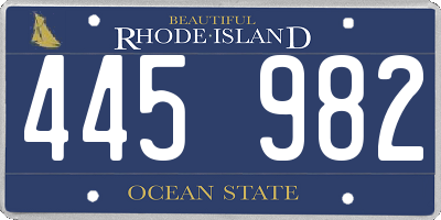 RI license plate 445982