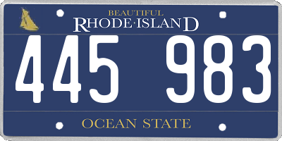 RI license plate 445983