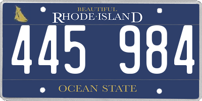 RI license plate 445984