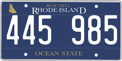 RI license plate 445985