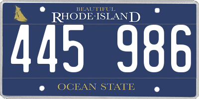 RI license plate 445986