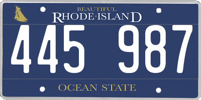 RI license plate 445987