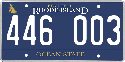RI license plate 446003