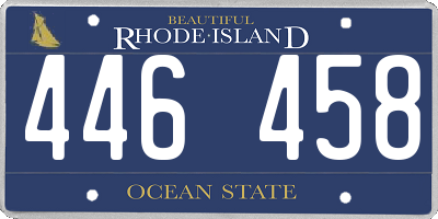 RI license plate 446458