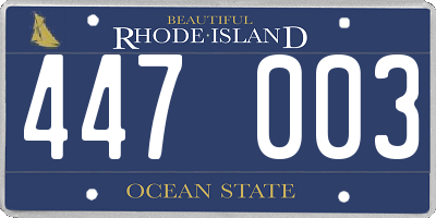 RI license plate 447003