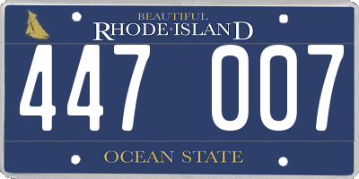 RI license plate 447007