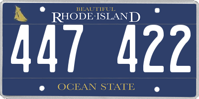 RI license plate 447422