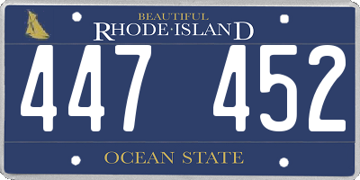 RI license plate 447452