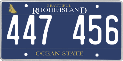 RI license plate 447456