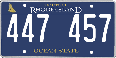 RI license plate 447457