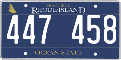 RI license plate 447458
