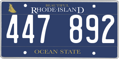 RI license plate 447892