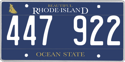 RI license plate 447922