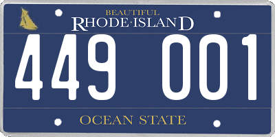 RI license plate 449001