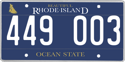 RI license plate 449003