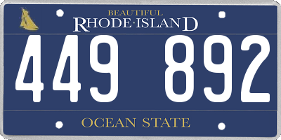 RI license plate 449892