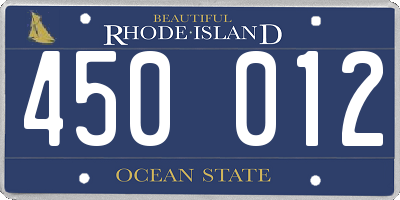 RI license plate 450012