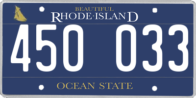 RI license plate 450033