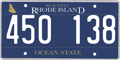 RI license plate 450138