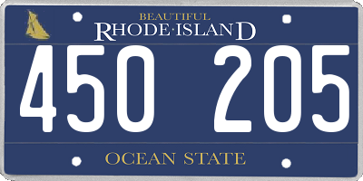 RI license plate 450205