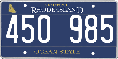 RI license plate 450985
