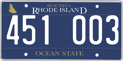 RI license plate 451003