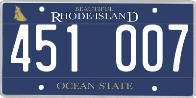 RI license plate 451007