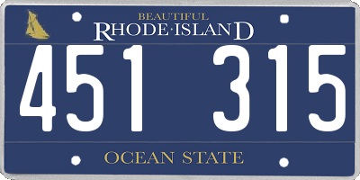 RI license plate 451315