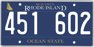 RI license plate 451602