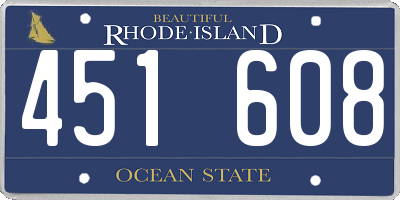 RI license plate 451608