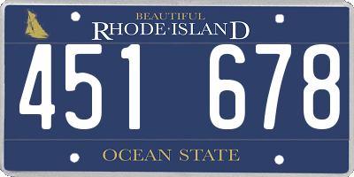 RI license plate 451678