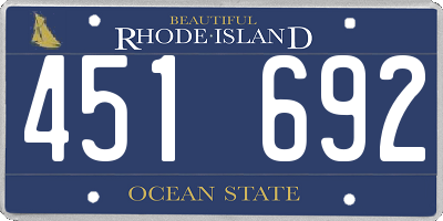 RI license plate 451692