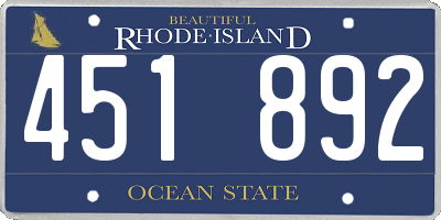 RI license plate 451892