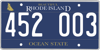 RI license plate 452003