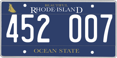 RI license plate 452007
