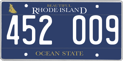 RI license plate 452009