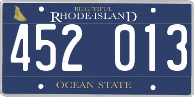 RI license plate 452013