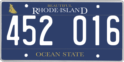 RI license plate 452016