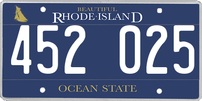 RI license plate 452025