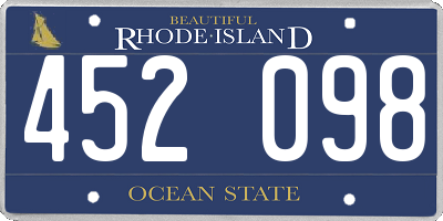 RI license plate 452098
