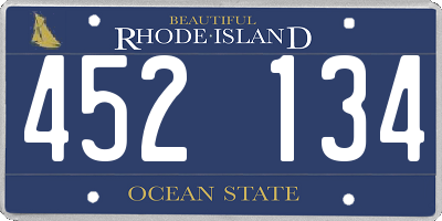 RI license plate 452134