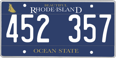 RI license plate 452357