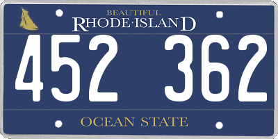 RI license plate 452362