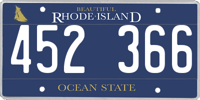 RI license plate 452366