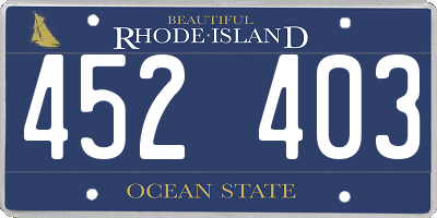 RI license plate 452403